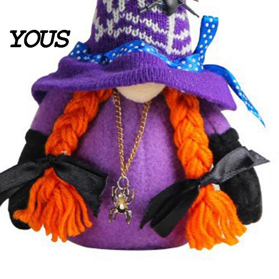 Plush Faceless Dwarf Ornaments Halloween Witch Gnomes, Cute Doll with Gnome Sets for Spider Bat, Home Table Office Indoor Party Decor Small Polyester