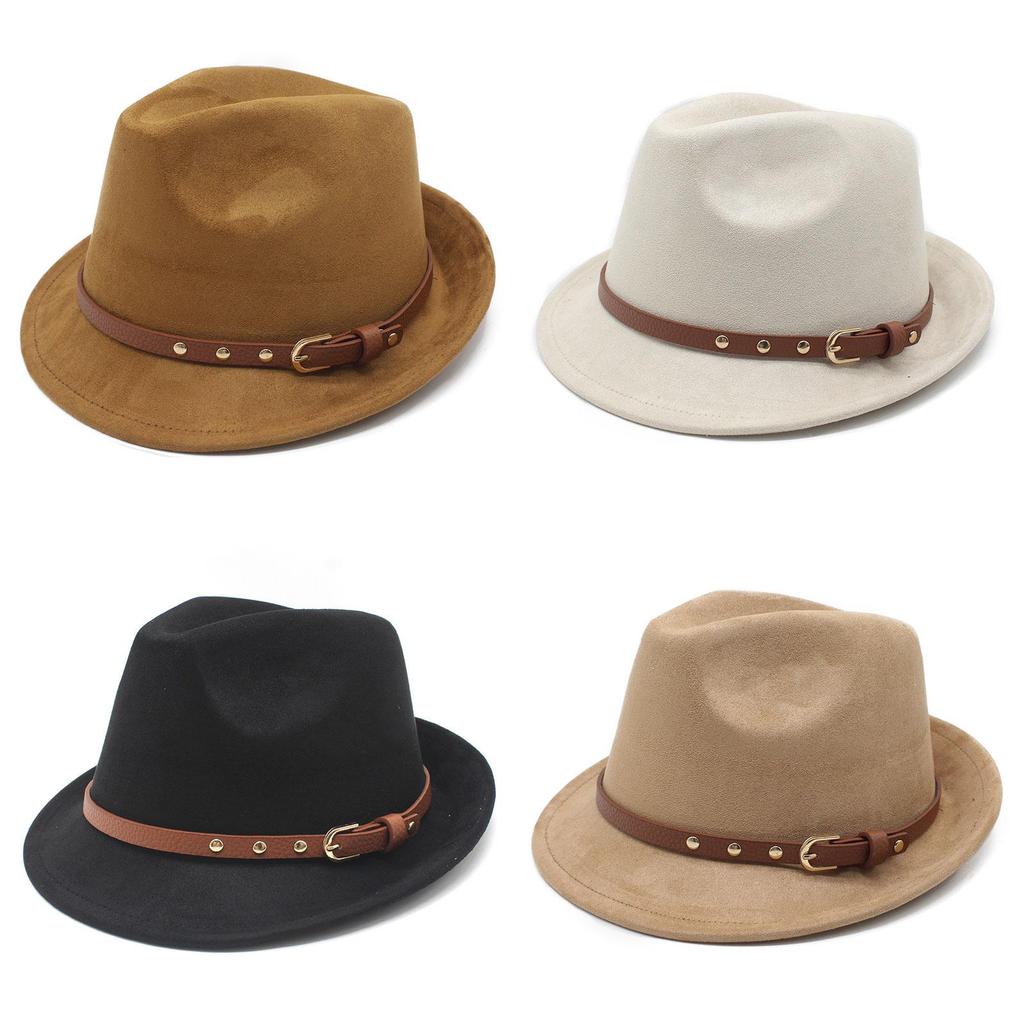 Vintage Suede Felt Hat With Knot And Embroidery For Men Women