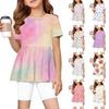 alla moda set estivo per bambina top a maniche corte con bordo arricciato + pantaloncini