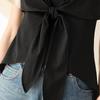 Women's French Style Faux Two-Piece Color Block Short Sleeve T-Shirt