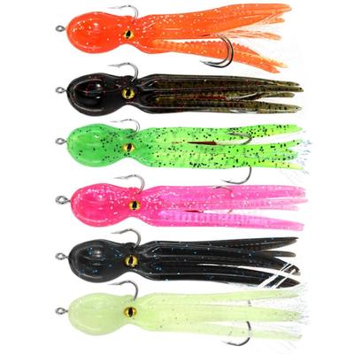 6 Stück Oktopus Swimbait Weicher Angelköder mit Haken Tintenfisch Jigs Kunstköder für Salzwasser Ozean