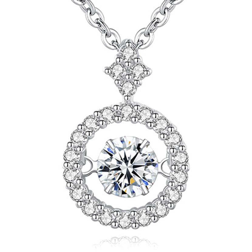 Moissanite Round Agile Necklace for Women, Beating Heart Geometric Pendant Collarbone Chain