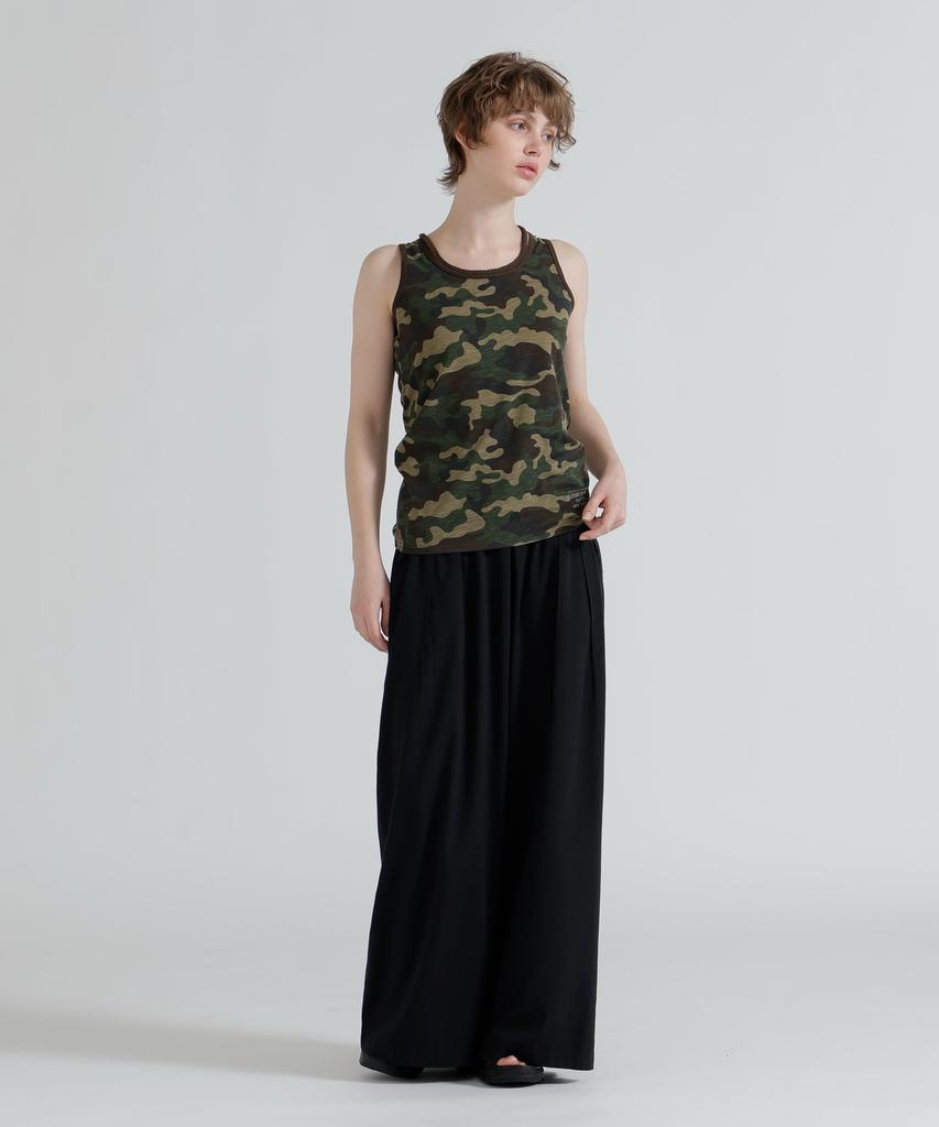AVIREX DESIGN BELT TUCK DETAIL PANTS, Long Bottoms, Easy Waist, Casual, Loose Fit, Women's, One Size, 010 black, 783-6110601