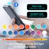 Moderní konferenční stolek s LED ambientním osvětlením, ovládáním přes APP a Bluetooth, skleněnou policí a povrchem s vysokým leskem, černobílý design, 90x45x35,5 cm