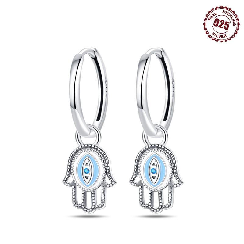 Earrings S9 Sterling Silver Premium Demon'S Eye Oil Drop Earrings
