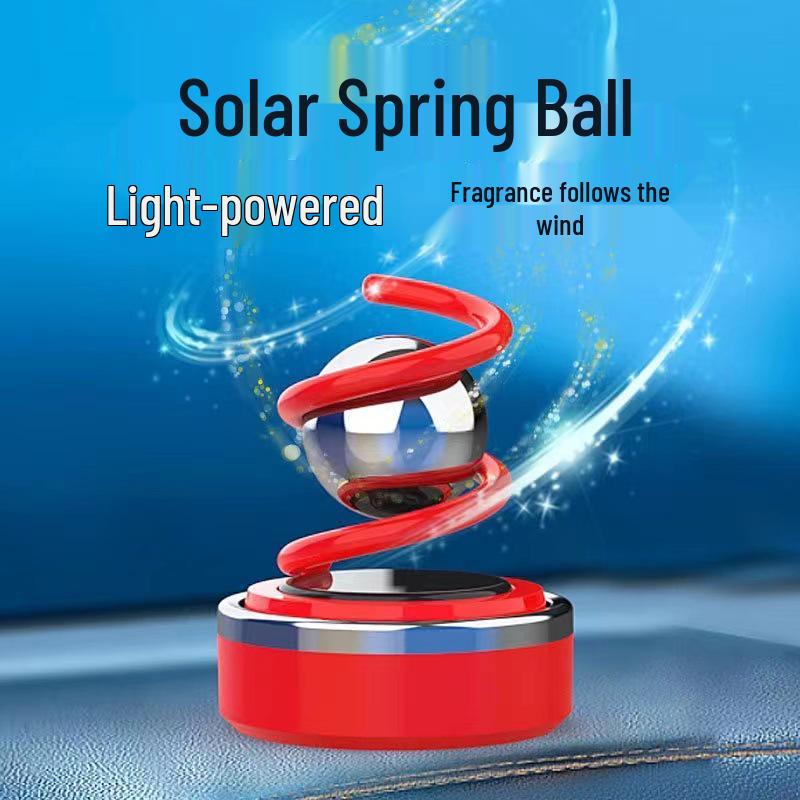 Solar-Powered Rotating Car Aromatherapy Ornament with Creative Spring Design