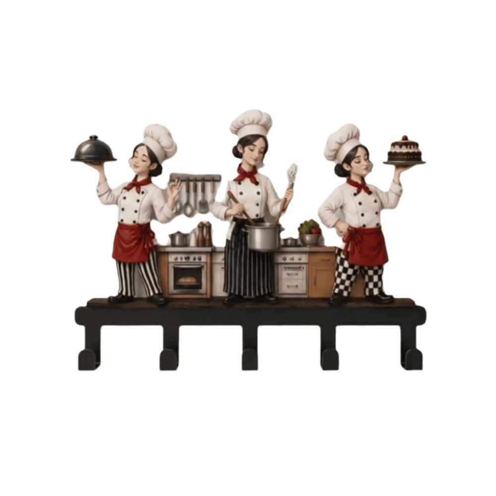 Halloween Wall-mounted Hooks Chef Statue Wall Hanging Rack Creative Wall Decor Home Decoration