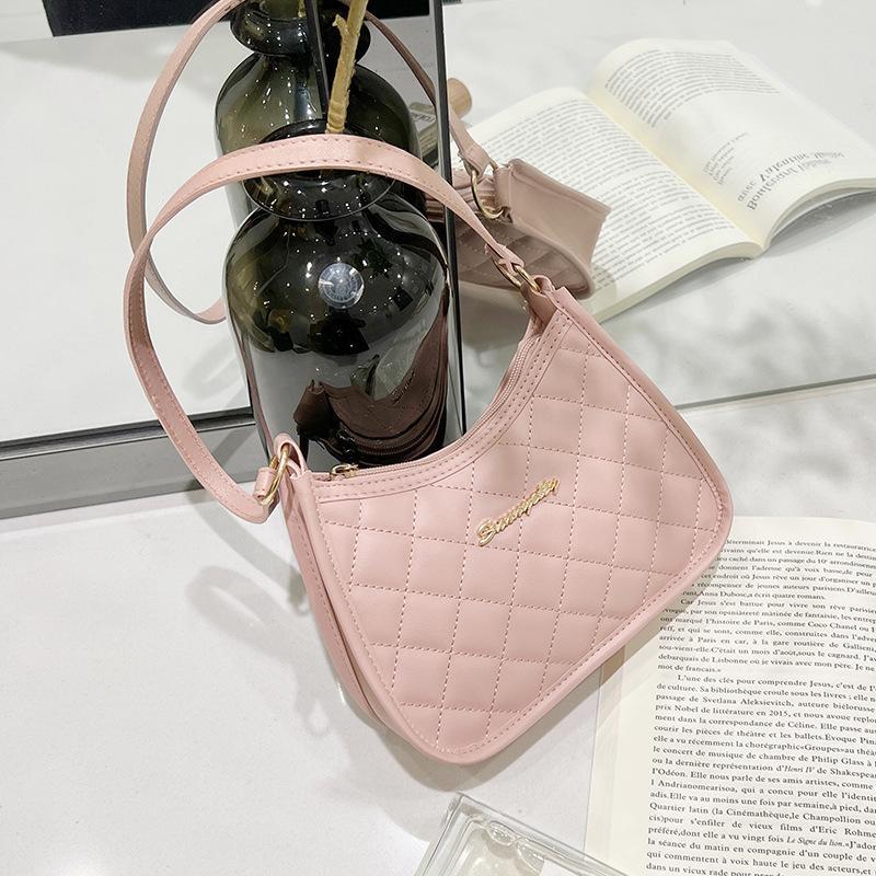 Quilted Pu Leather Hobo Bag Argyle Casual Underarm Bag Women Handbags For Daily Commute Shopping
