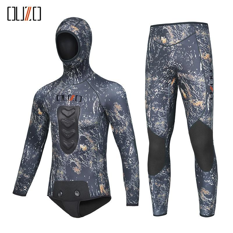 5mm Neoprene Wetsuit Split Camouflage Spearfishing Suit Freediving Snorkeling Men