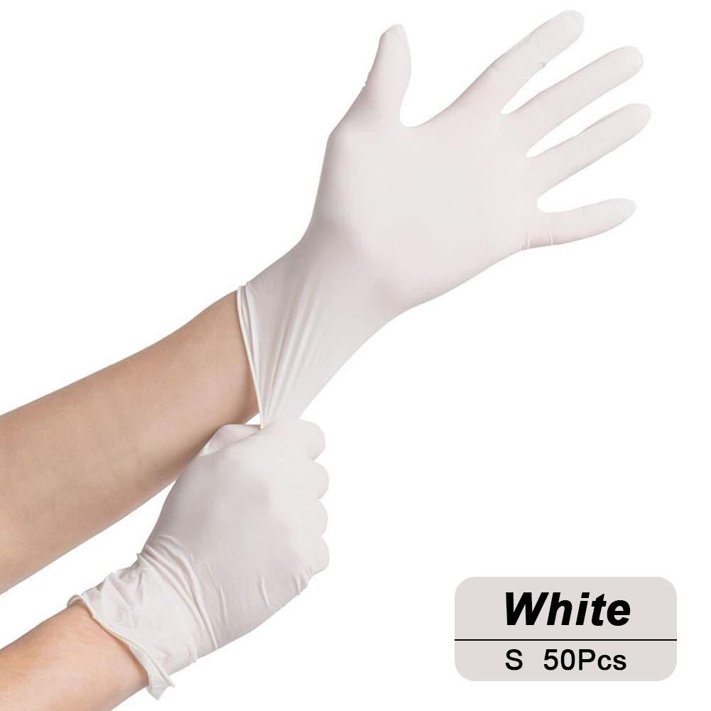 

50/20 шт. Светло-розовые одноразовые нитриловые перчатки Водонепроницаемые Антистатические Прочные Светло-розовые перчатки для кухонных кулинарных инструментов S-50pcs