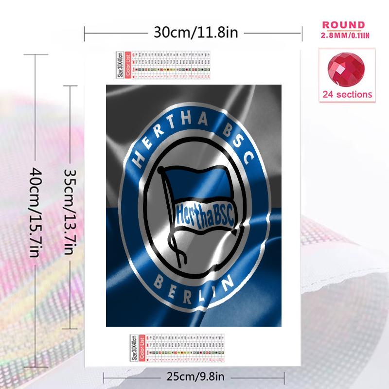Hertha BSC Berlin Pattern 3pcs 100% Round Full Drill 5D DIY Diamond Painting Embroidery Cross Stitch Rhinestone Décor