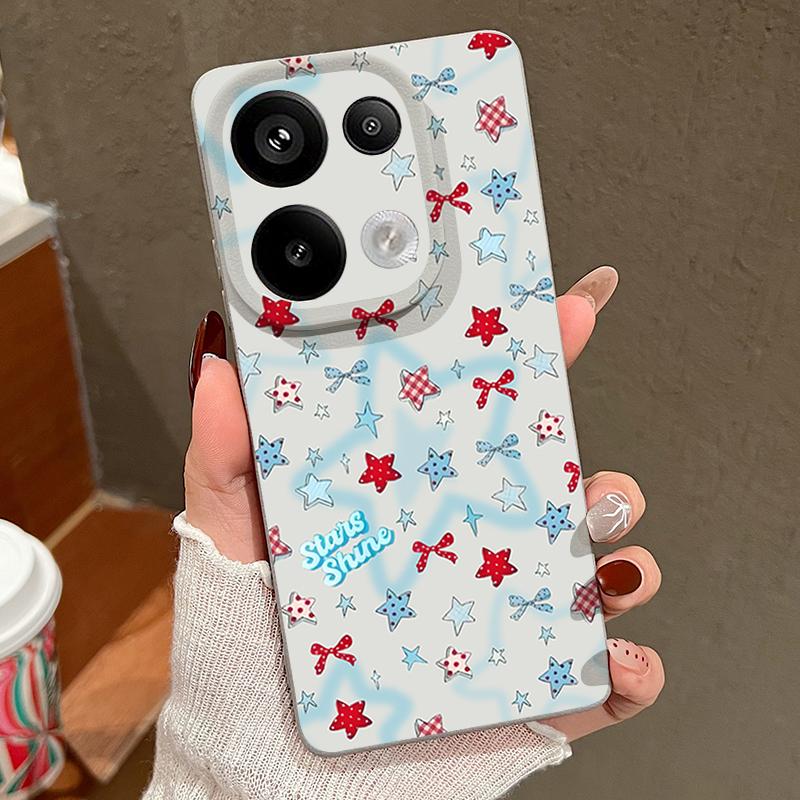 Blue Stars Bowknots Pattern Case For Xiaomi Redmi Note 14 13 Pro 5G 4G 12 11 Funda Xiaomi 14T 13T 11T Pro Leather Texture Silicone Cover