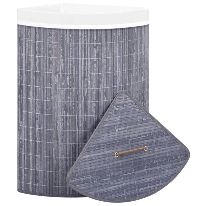 VidaXL Panier à linge d'angle Bambou Gris 60 L