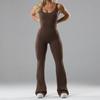 VEZFAA Women's Fashion Casual Summer Spring Solid Color Print Sleeveless Square Collar High Waist Trousers Jumpsuits & Rompers