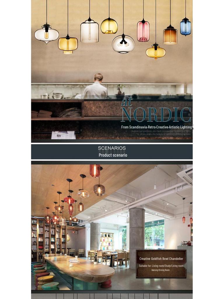 Nordic Retro Glass Pendant Light for Bar, Bedroom, Living Room, or Study