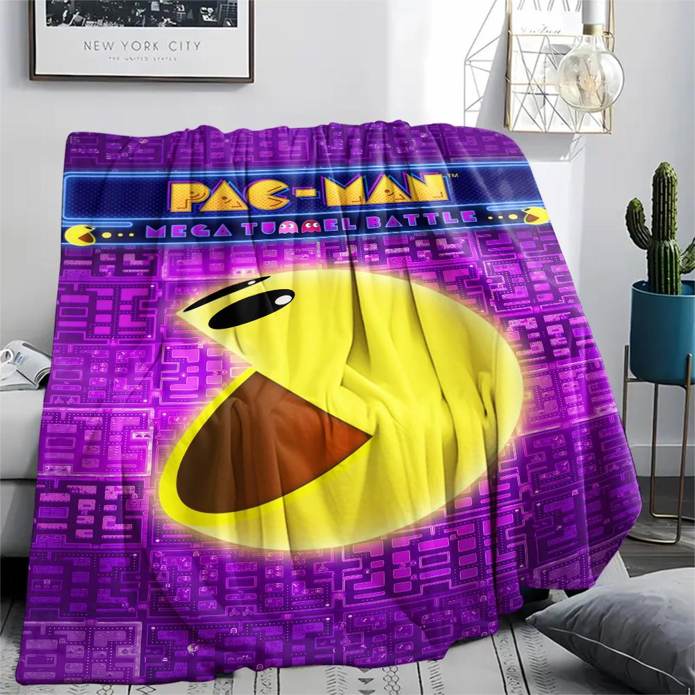 1 Stück Pacman-Print Flanelldecke, Hohe Qualität, Bequem für alle Jahreszeiten, Heimdekoration, Wärme und Komfort, Perfekt für Geschenke
