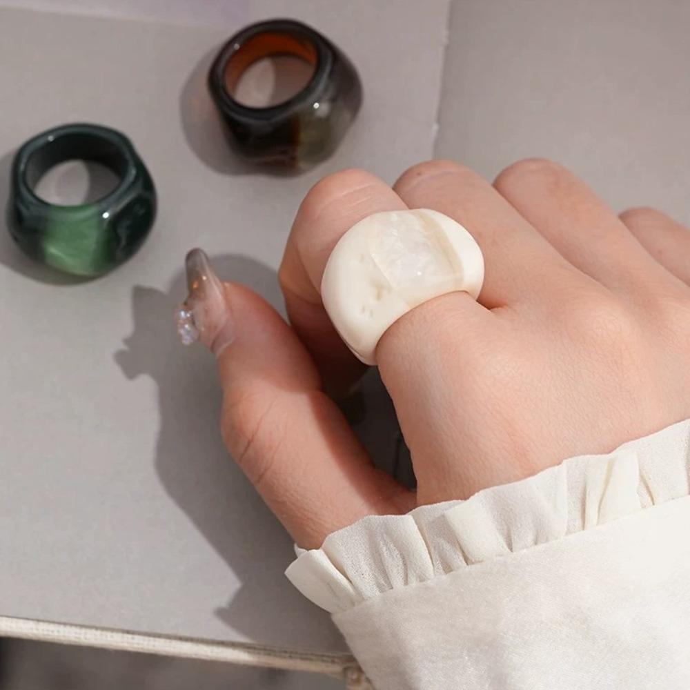Melard Color Transparent Resin Ring Charm Irregular Ring Temperament Acrylic Geometric Ring  Gift