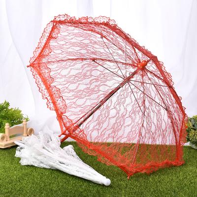 Vintage Lace Embroidery Umbrella Long Handle Decorative Umbrella Wedding Party Bridal Dance Stage Performance Parasol Photo Props
