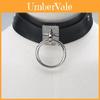 Fashion Solid Color Large Metal Ring Decoration Women Pu Leather Collar Necklace For Adult Women