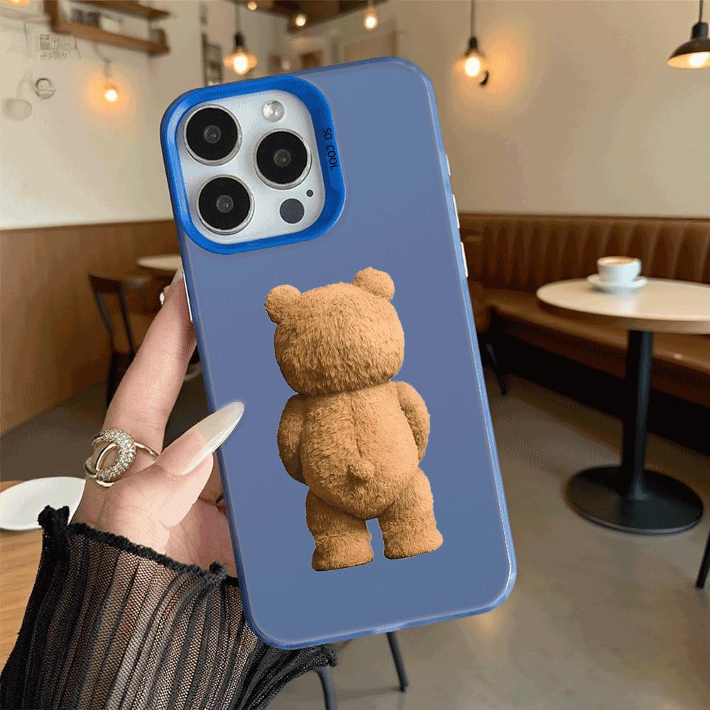 Brown Bear Back View Shockproof Phone Case for Iphone 16 15 14 13 12 11 Pro Max/Mini Anti-Scratch Premium Hard Cover