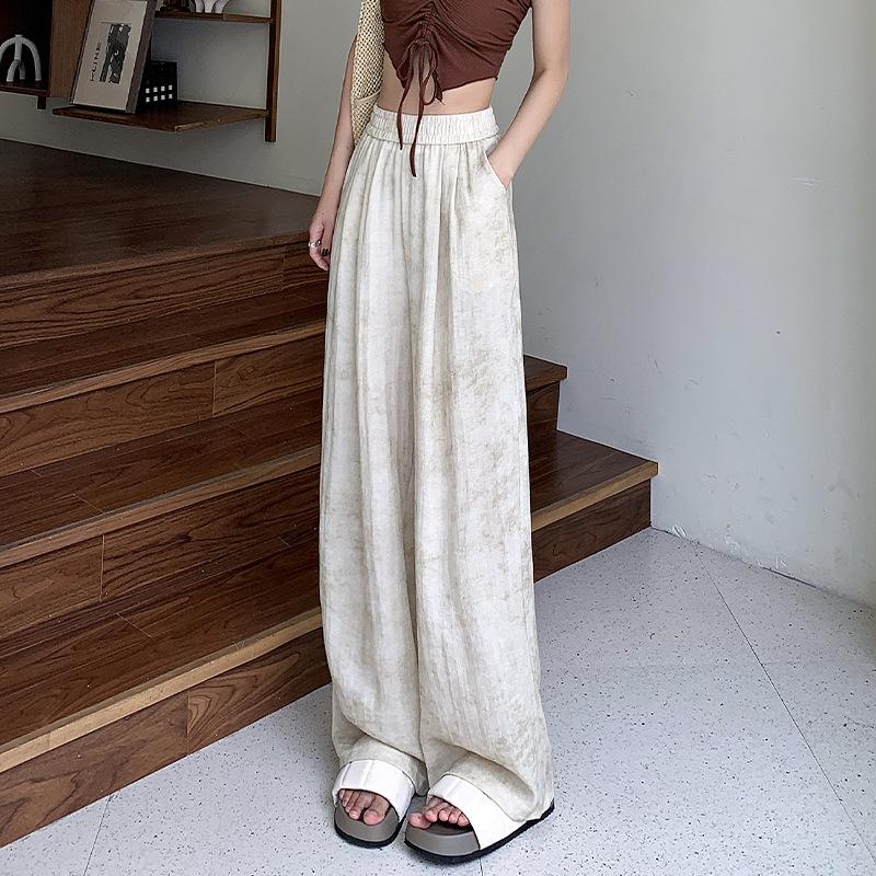 

Прямые повседневные брюки с высокой талией, женские летние новые свободные и тонкие универсальные брюки L