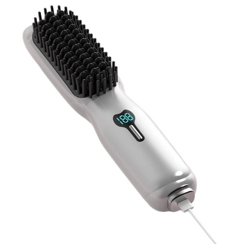 Hair Straightener Brush,Cordless Hair Straightener Comb Hair Straightening Brush for Womens Without Frizz белый