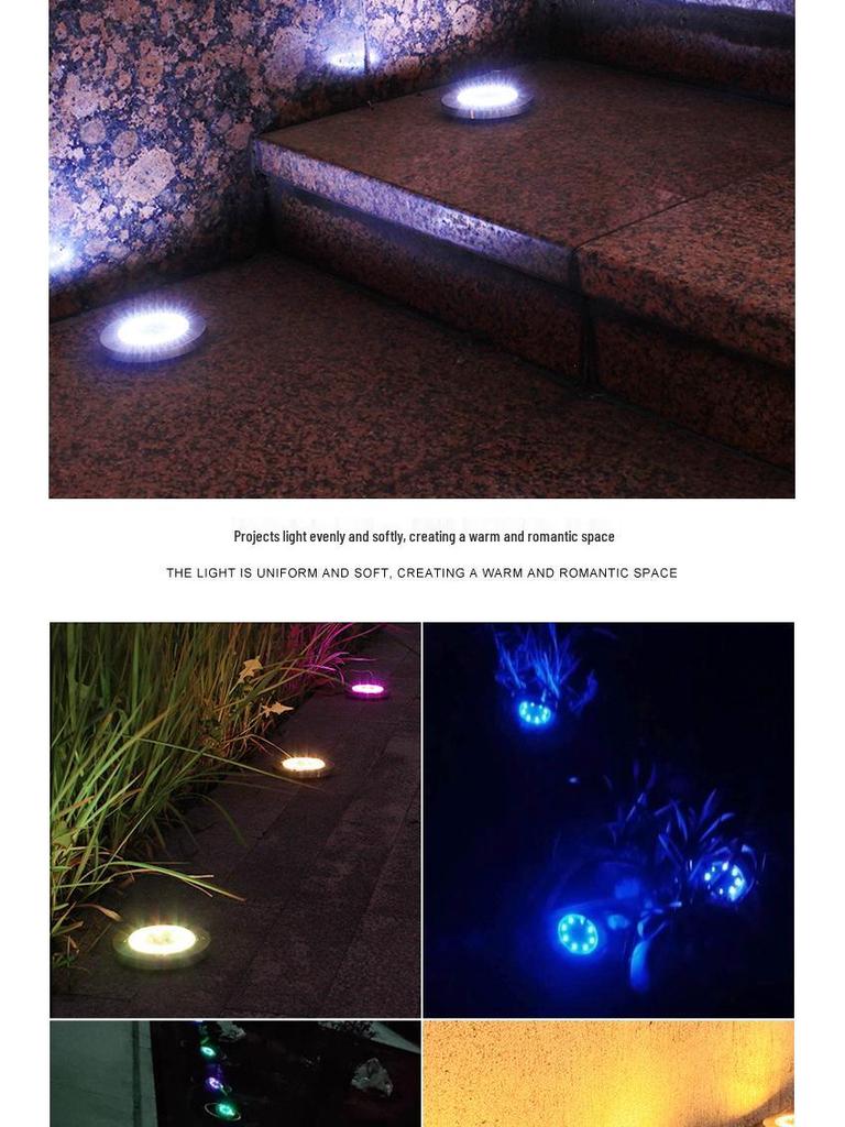 Solar LED Stainless Steel Underground Light for Outdoor Garden, Lawn, Courtyard, Rainproof.