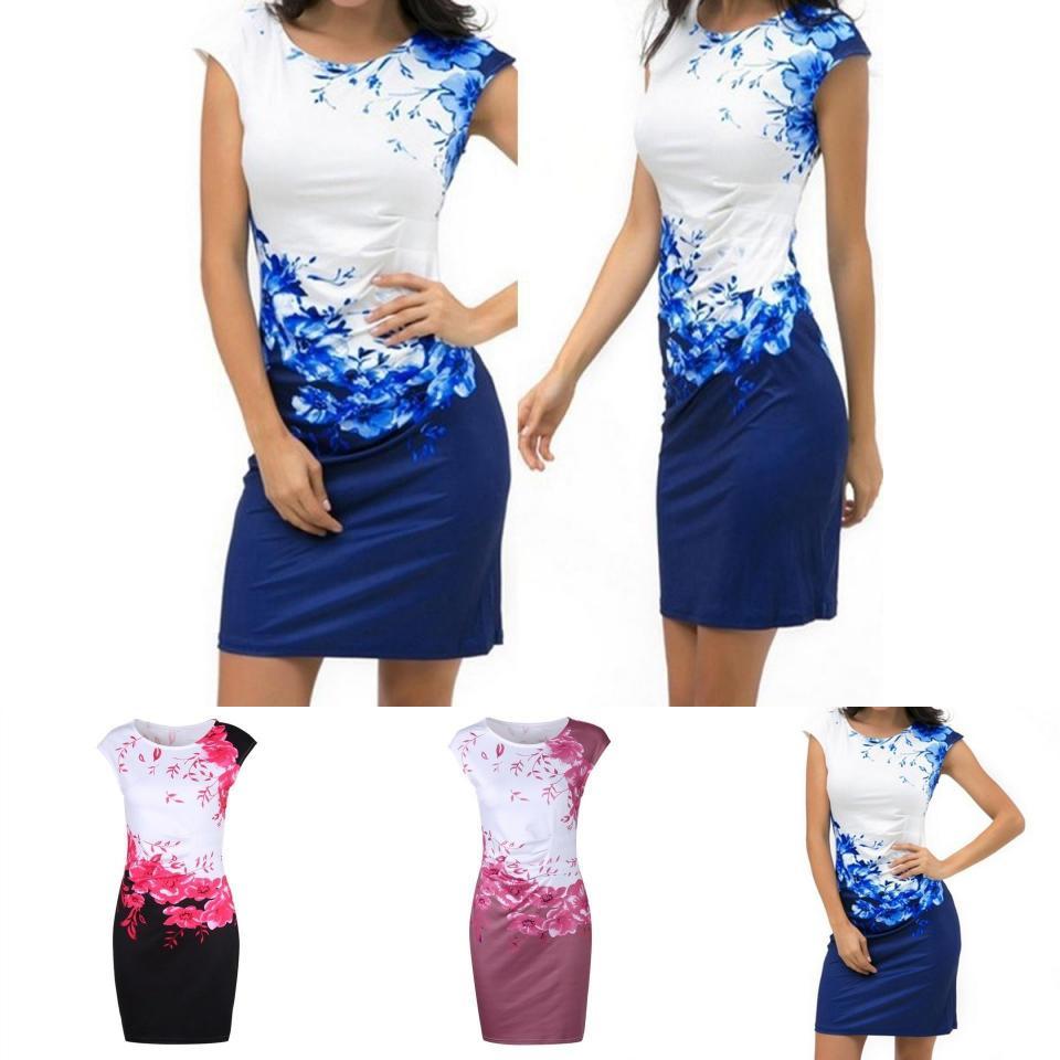 Womens Sleeveless Dress Slim Fit Mini Dress Party Dress Evening Floral Printed