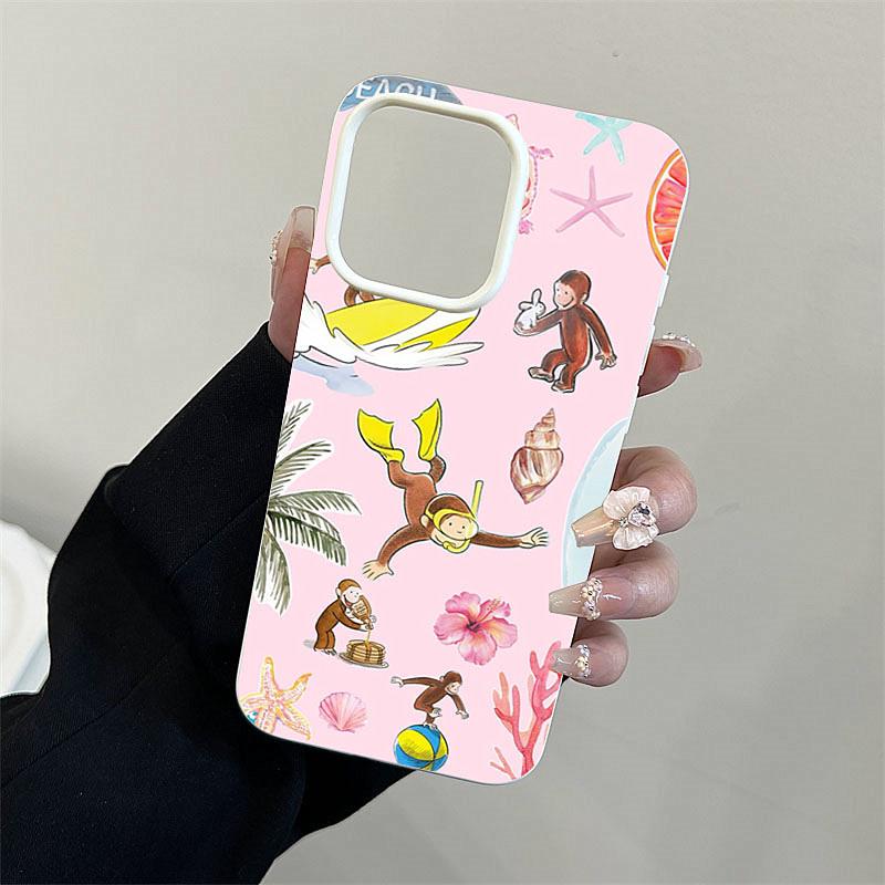 Creative Diving Monkey Flower Coral Pattern Phone Case For IPhone 16 15 14 13 12 11 Pro Max 16 Plus Shockproof Soft TPU Cover