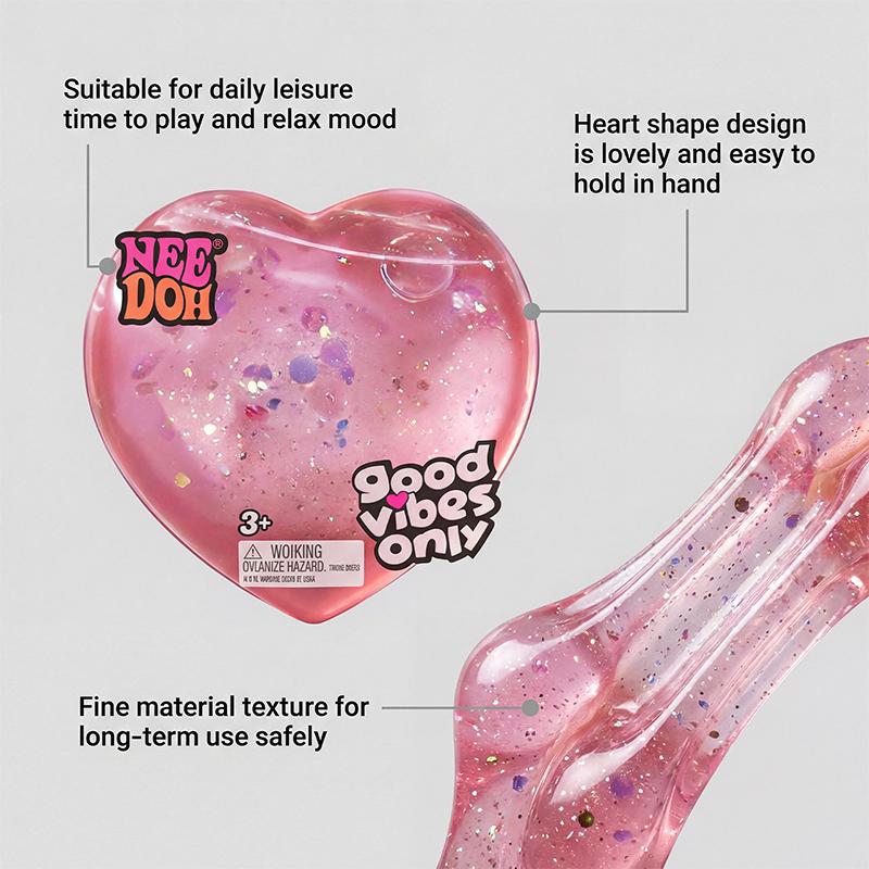Needoh Style Heart Shaped Stress  Super Soft Squishy Gel With Uplifting Vibes Sensory Fidget Gadget For Anxiety Relief
