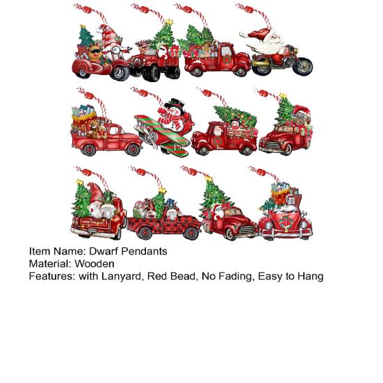 24 ks Přívěsků s trpaslíky se šňůrkou, neblednoucí, veselé vánoční trpasličí dekorace na dárky