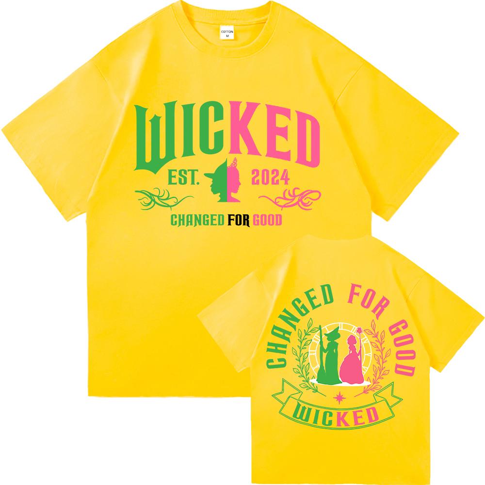 Wicked Change for Good T Shirt Hot Fashion Men Harajuku Aesthetic Elphaba Glinda T-Shirt Unisex High Quality Cotton Tees Shirts