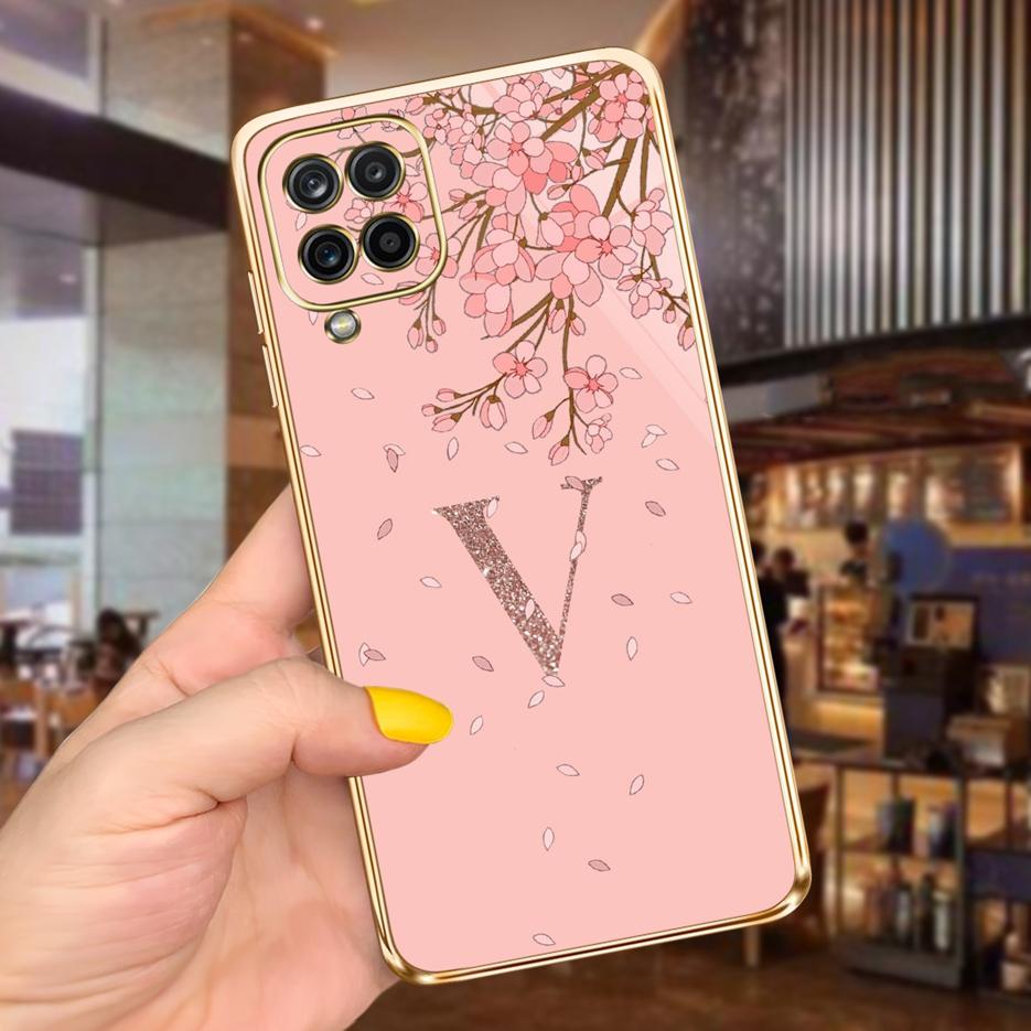 For Samsung Galaxy A12 Case Luxury Black Pink Couple Letters Cover Soft Fundas Phone Case For Samsung A12 F12 M12 F62 M62 Bumper