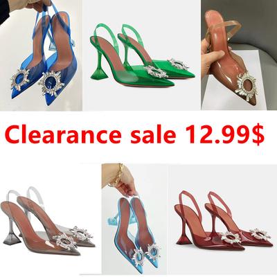 Fashion Fashion Women Pumps Sandals Summer Sexy Slingback High Heels Rhinestones Elegant Pointed Toe Transparent PVC Party Wedding Shoes