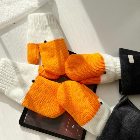 1 Pair Winter Gloves Goose Design Warm Mittens Women Men Universal Size Thermal Soft Lined Knitted Winter