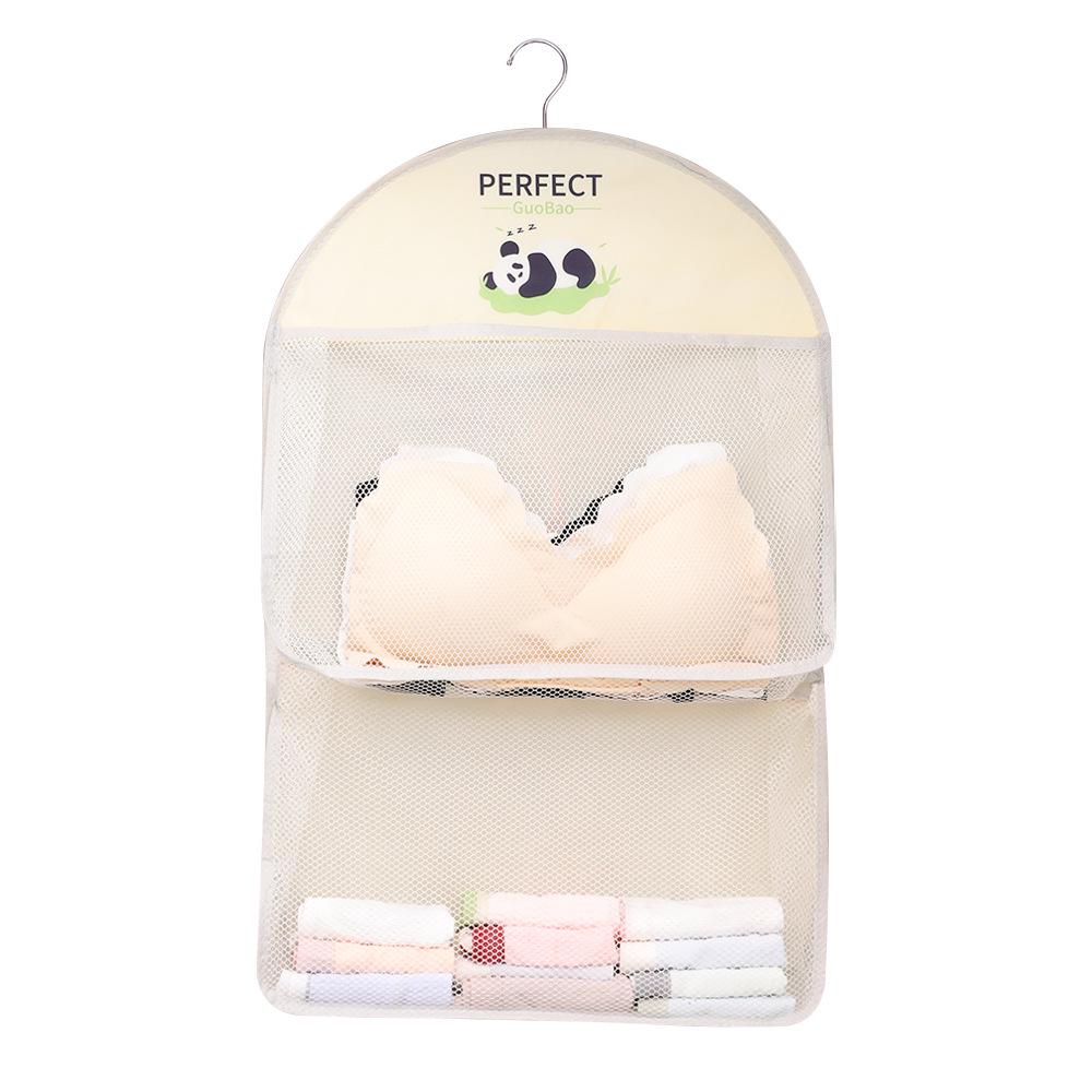 Panda Hanging Mesh Bag for Underwear and Sock Storage - Wall-Mounted Wardrobe Door Organizer