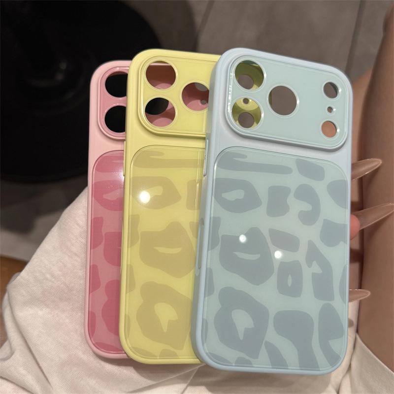 iPhone 17 Pro Leopard Print Case with Large Window Glass & Lens Film, Compatible with iPhone 14 Pro, 15 Pro, 16 Pro