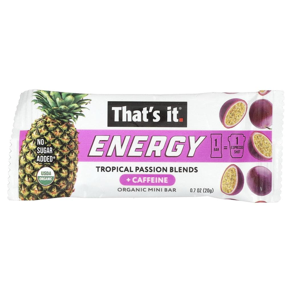 That's It Energy, Organic Mini Bar, Tropical Passion Blend, 6 Mini Bars, 20G (0.7Oz) Each