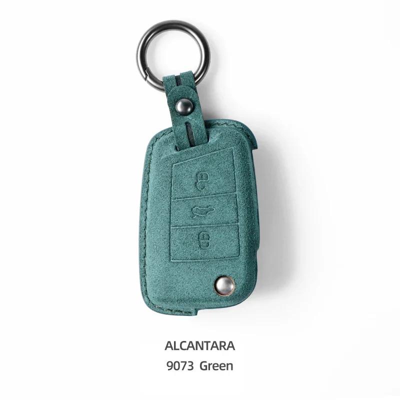 For Volkswagen VW Polo Tiguan Golf Jetta Beetle Eos Scirocco Up Transporter Sharan Made of Alcantara Wrap Car Key Case Cover