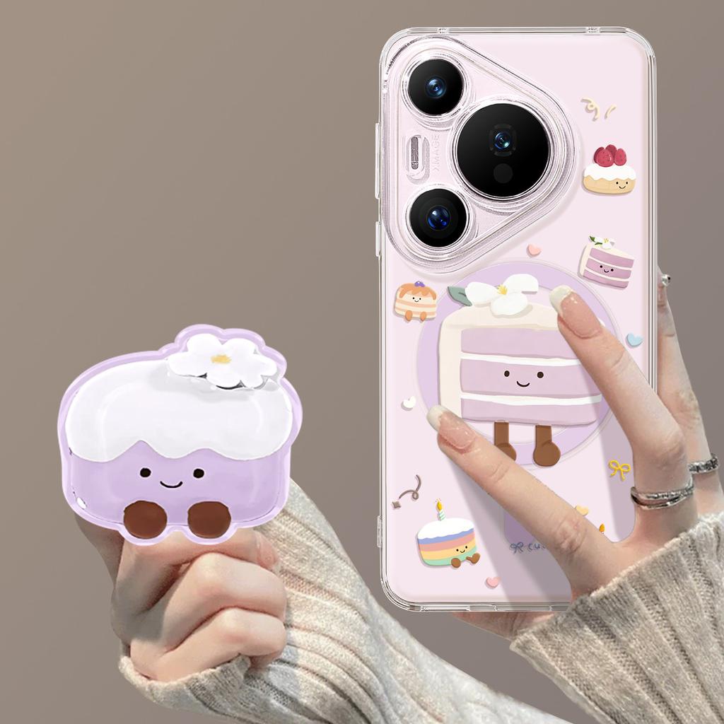 Mobile phone case with bracket is suitable for Huawei pura90pro taro mud cake 80ultra magnetic attraction 70 fresh 80 + sets