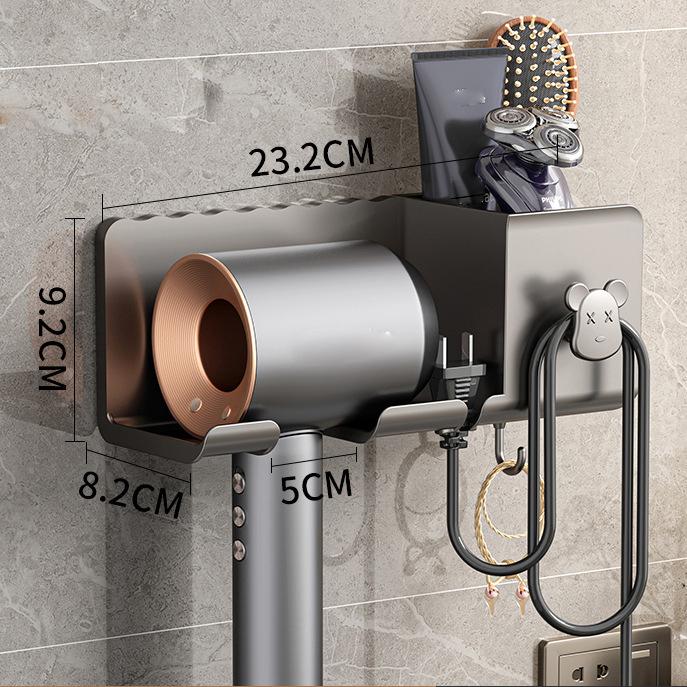 Hair Dryer Holder Wall Mounted Hair Tool Organizer 3-in-1 Blow Dryer Holder Rack for Bathroom Organizer
