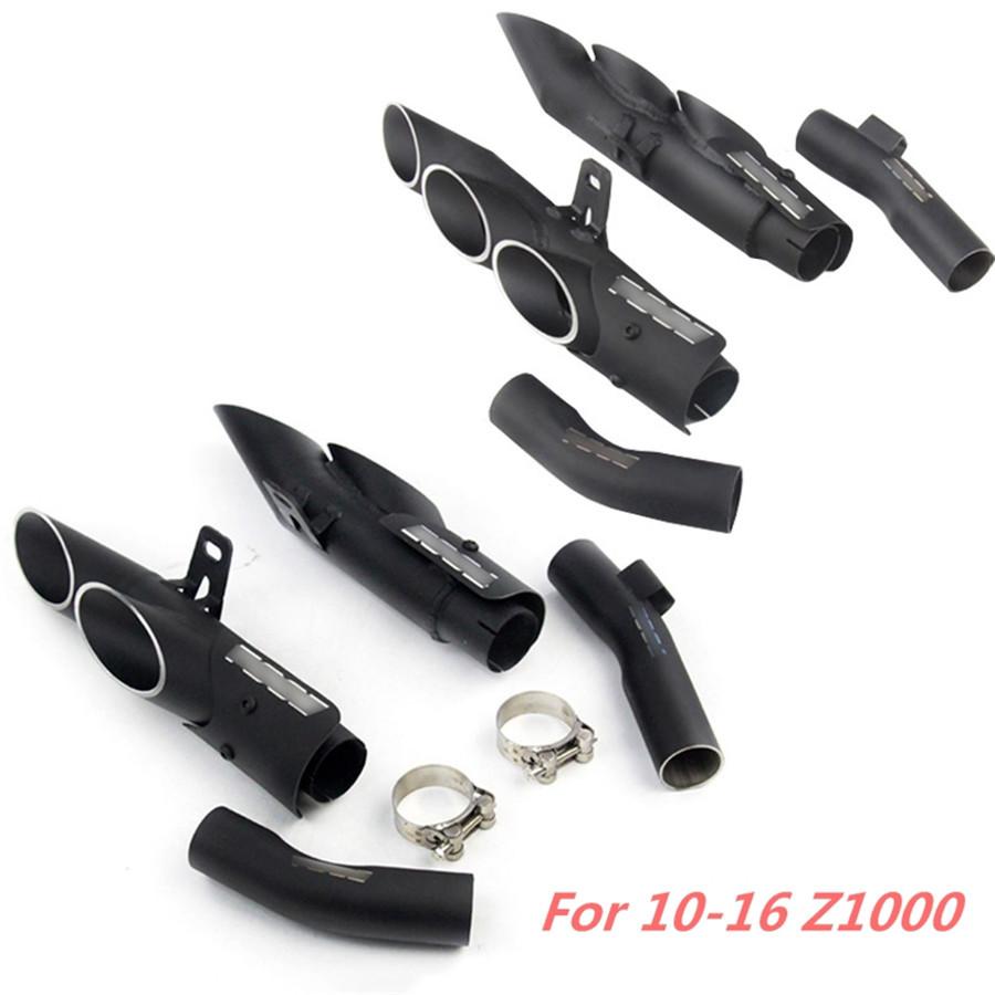 Motorcycle Exhaust System Dual Pipe Slip on Middle Pipe For Kawasaki Z1000 10-17