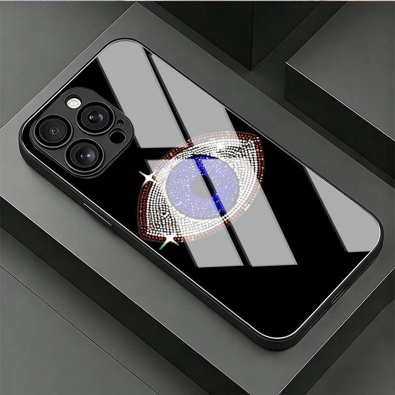Vogue Dark Blue Eyes Tempered Glass Phone Case For Samsung Galaxy S26 Ultra S25 S24 Plus 5G S23 FE S25 Ultra Protection Cover