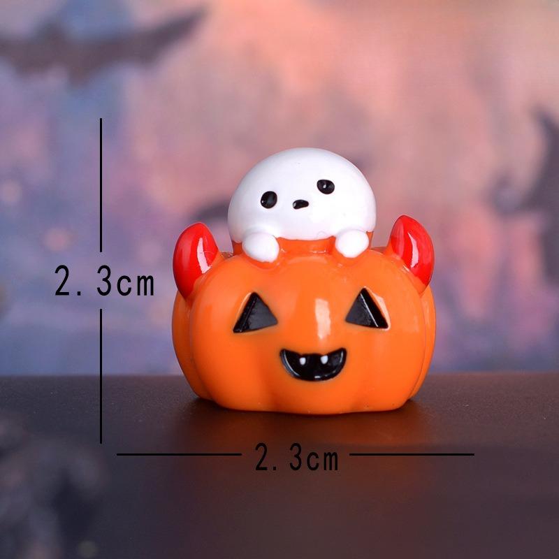 1pc Figurine Miniature Cartoon Pumpkin Ghost Micro Landscape Ornaments For Halloween Decorations Home Office Desk Room Decor