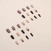 24 Pcs Dark Coffee Jumping Color Small Fragrant Style Manicure Gold Edge Bow Diamond Wearing Nail Gentle White Ins Wind Short Ballet