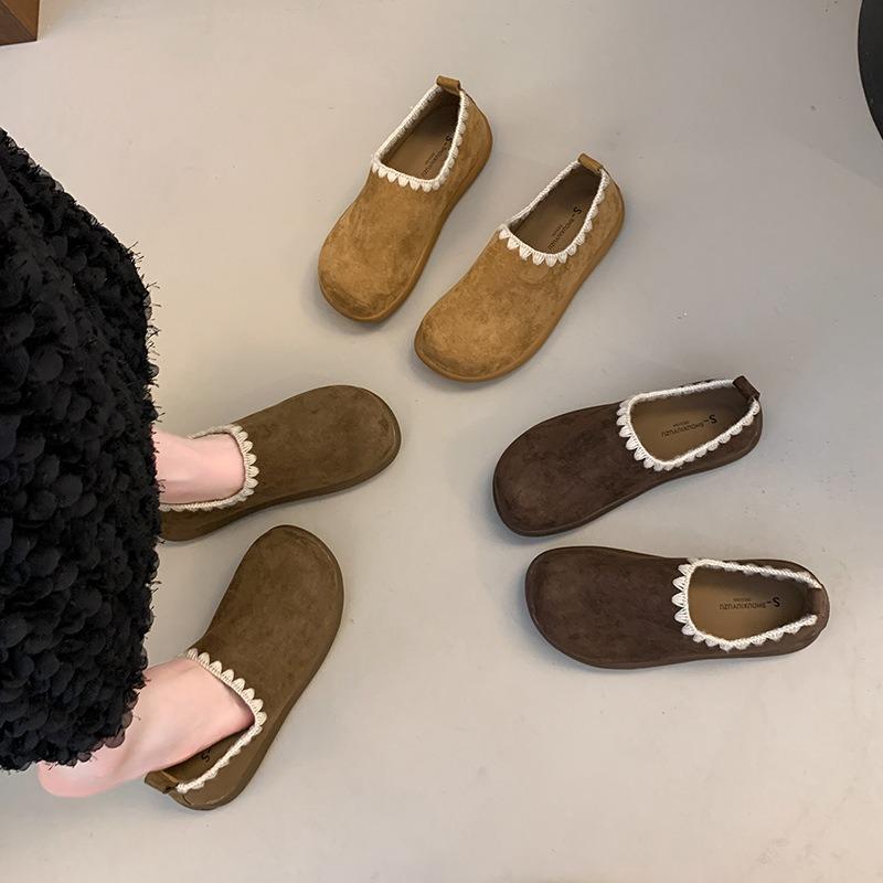 Retro Embroidery Thick-soled Women's Early Autumn New Outer Wear One Pedal Casual Versatile Bag Head Half Slippers