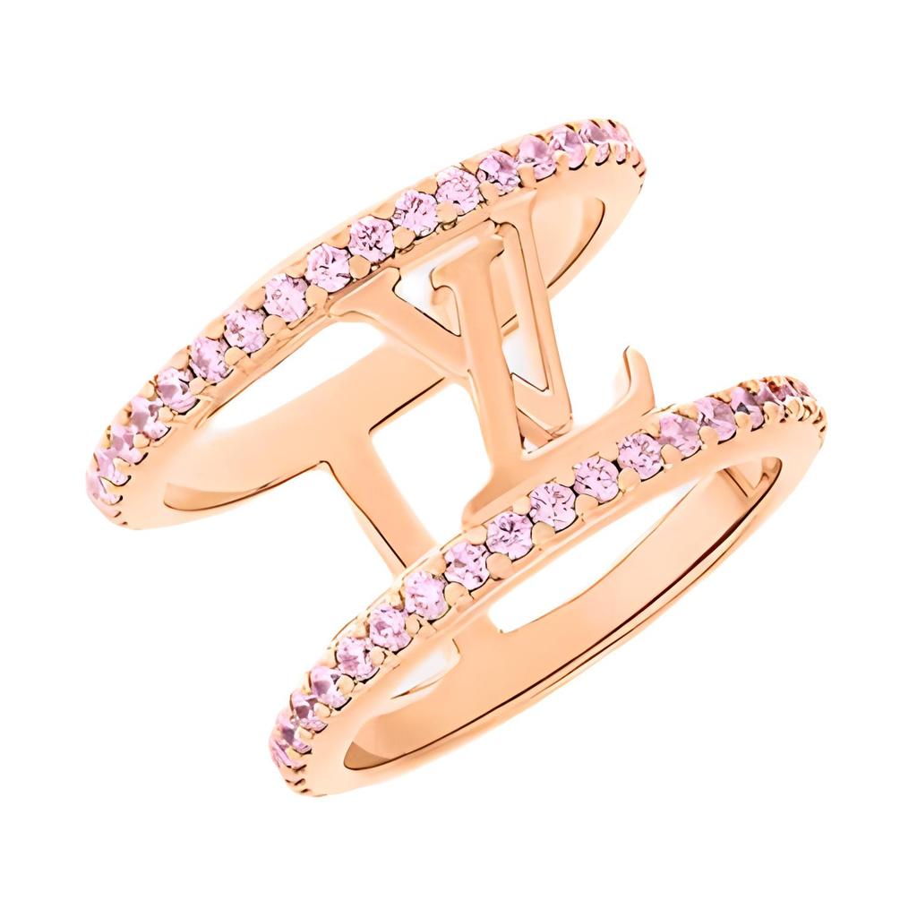 Louis Vuitton Dettaglio Logo Iconico Anello in Metallo Oro Rosa Cristallo Anelli Unisex Oro Rosa M1334