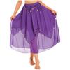 Ladies Sequin Beaded Belly Dance Skirt Chiffon Fabric Elastic Waistband Performance Costume Practice Dancewear