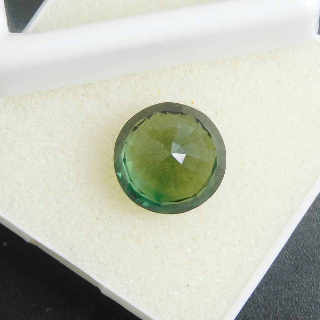 Beautiful 11.90 Ct Green Sapphire Round Cut Natural CERTIFIED Loose Gemstone