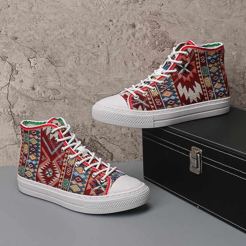 Fashion New Fashion Designer Men's Canvas Lace Up Platform Causal Skateboard Shoes Flats Male Sports Walking Sneakers Zapatos Hombre